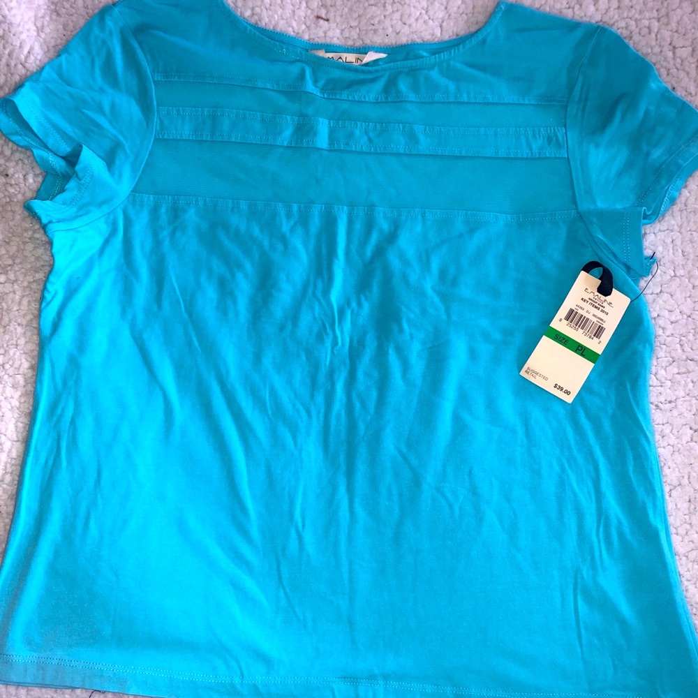 Light Blue with Mesh Strips T-shirt- Petite